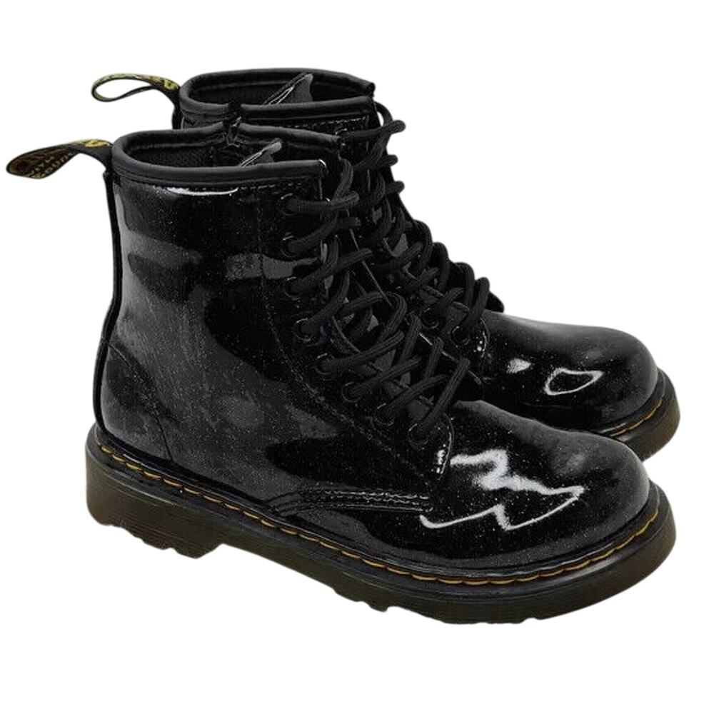 Dr. Martens Glitter Black Combat Boots Size US 2